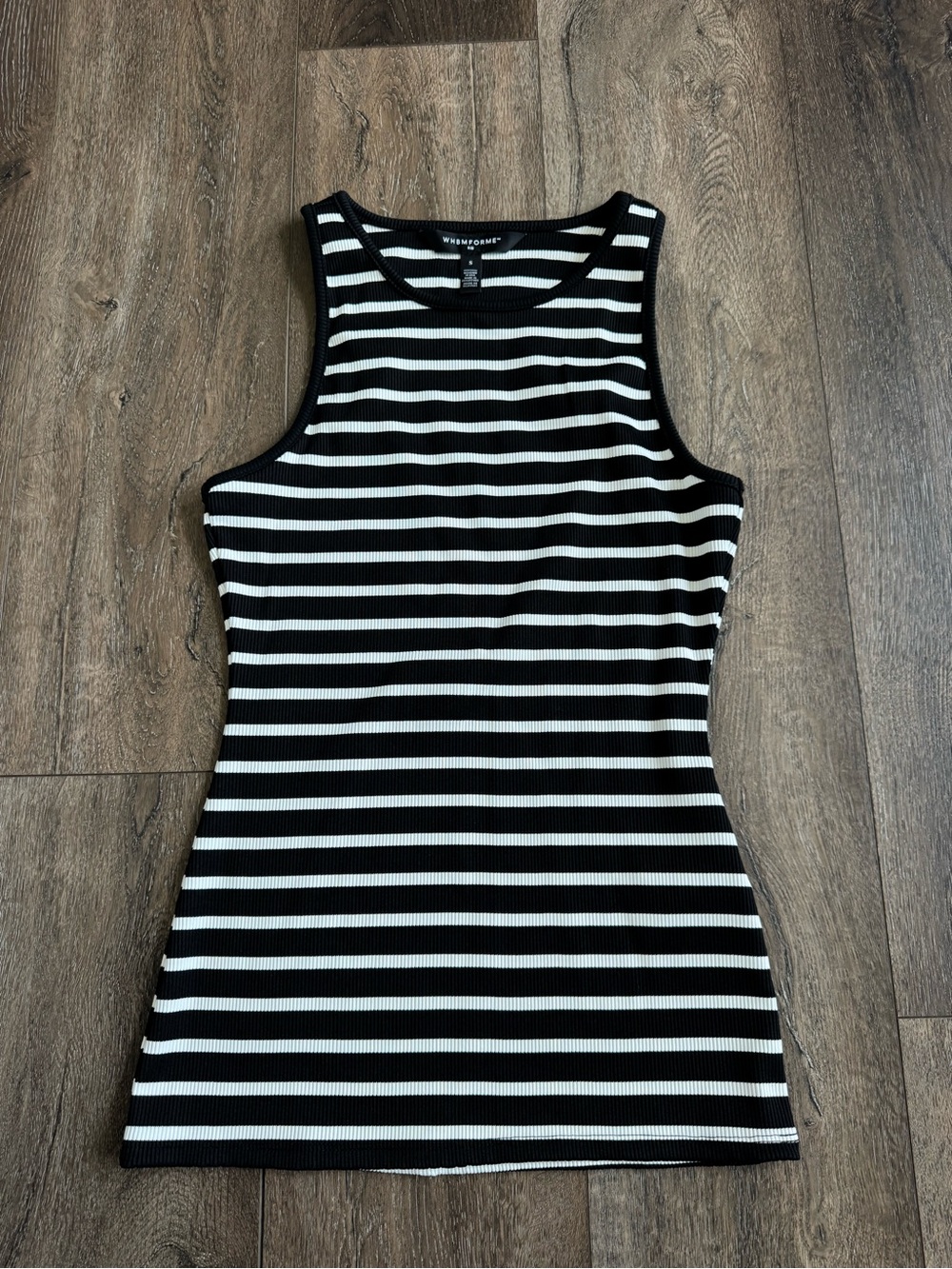 White House Black Market Black & White Striped Ribbed Tank Size Small